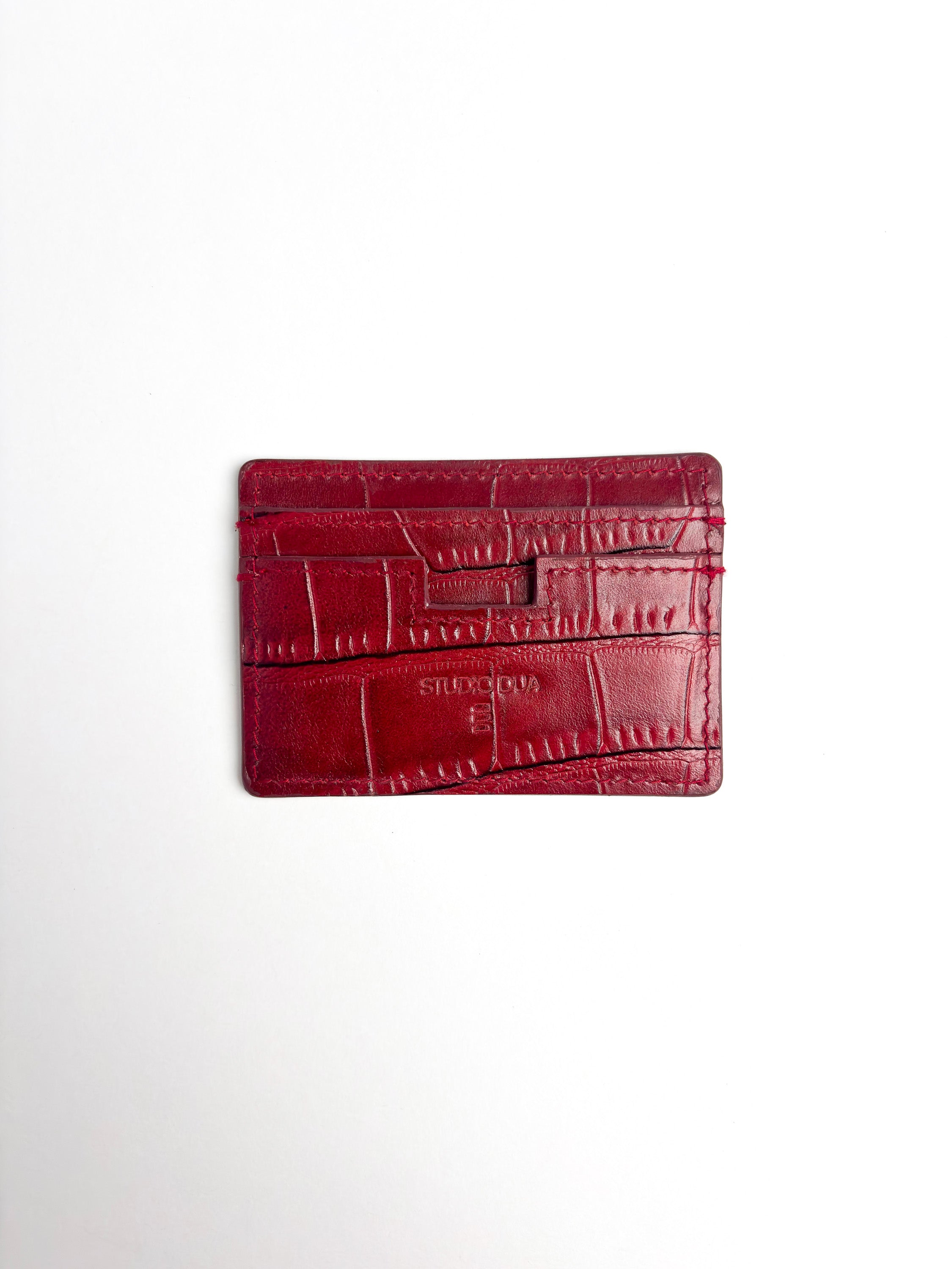 Cardholder in croco-embossed leather