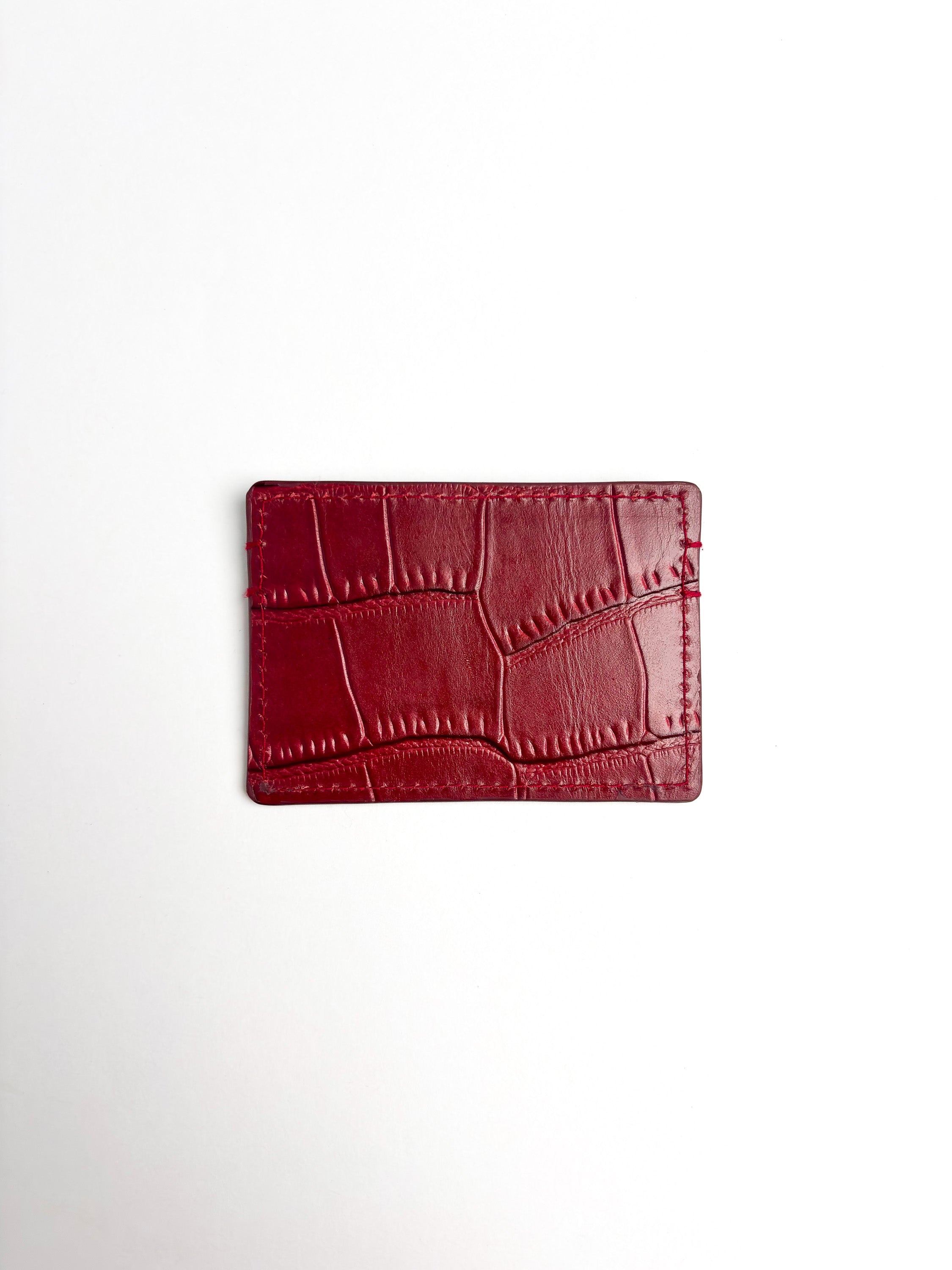 Cardholder in croco-embossed leather